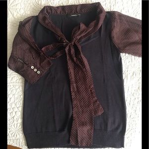 Knit sheer sleeve Mango top size S